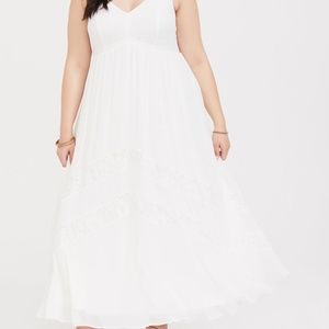 Torrid Ivory Chiffon & Lace Maxi Dress